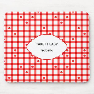 Süße rote Gingham-Tomaten nehmen es leicht Mousepad