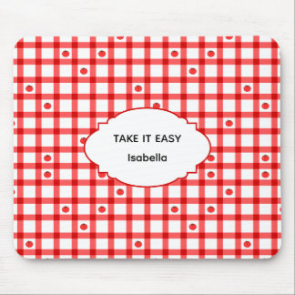 Süße rote Gingham-Tomaten nehmen es leicht Mousepad