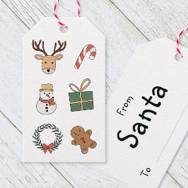 Süße rote grüne festliche Kinder Weihnachten Ferie Geschenkanhänger