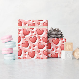 Süße rote Herz-Muster-Wrap-Rolle Geschenkpapier