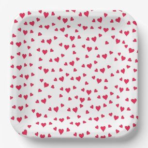 Süße rote Herzen Whimsical Minimalistisch Einfach Pappteller
