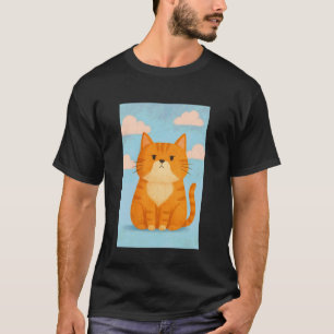 Süße rote Katze mit blauem Himmel und rosa Wolken T-Shirt