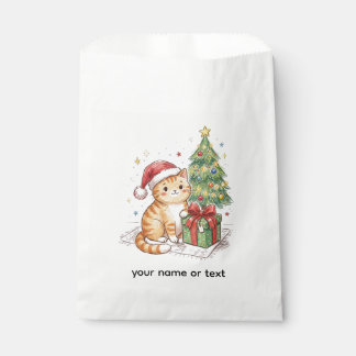 Süße rote Katze mit Santa-Hut Weihnachts-Schmuck | Geschenktütchen