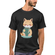 Süße rote Katze umarmt gemütlichen Kaffee Teal Tas