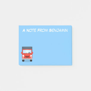 Süße rote kawaii LKW-Cartoon-Illustration Post-it Klebezettel