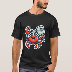 Süße rote Krabbe spielt Pickleball-Design T-Shirt