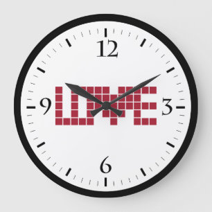 Süße rote Liebesquadrate Buchstaben Große Wanduhr