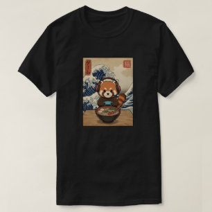 Süße rote Panda-Gamer-Ramen-Großwelle Japanisch T-Shirt
