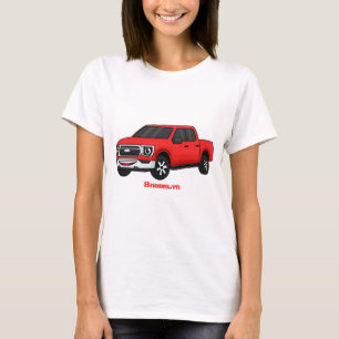 Süße rote Pickup-Cartoon-Illustration T-Shirt