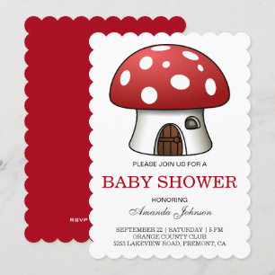 Süße rote Pilzhütte-Baby-Shower-Einladung Einladung