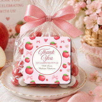 Süße Rote Pink Apple Coquette Danke Quadratischer Aufkleber
