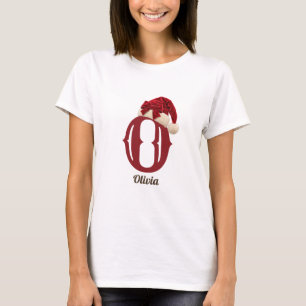 Süße rote Schleife Weihnachtsmannmütze Monogramm N T-Shirt