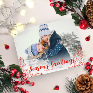 Süße rote Schrift Foto Winterlaub Weihnachten Postkarte