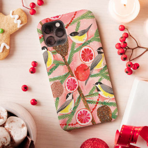 Süße rote und gelbe Chickadee-Vögel Weihnachtsbaum Case-Mate iPhone Hülle