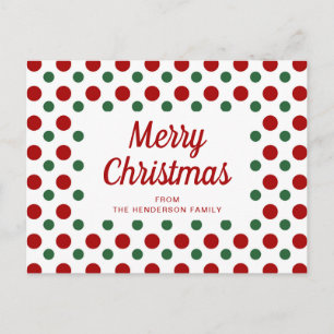 Süße rote und grüne Tupfen Frohe Weihnachten Postkarte