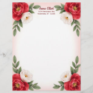 Süße rote und weiße Blumen Briefpapier
