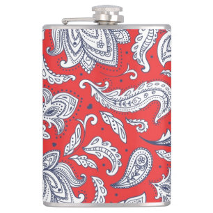 Süße rote Vintage-Blumenmuster Flachmann