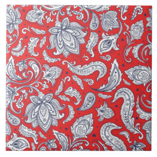 Süße rote Vintage-Blumenmuster Fliese