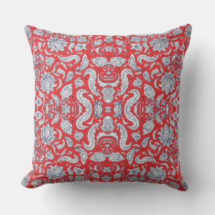 Süße rote Vintage-Blumenmuster Kissen