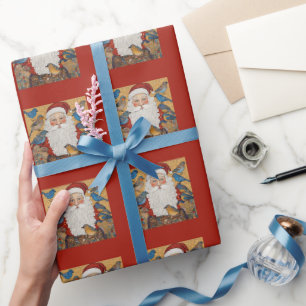Süße rote Weihnachtsmann Blaumeisen Geschenkpapier