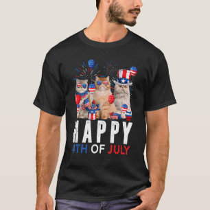 Süße rote weiße blaue persische Katze patriotisch T-Shirt