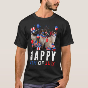 Süße rote weiße blaue siamesische Katze patriotisc T-Shirt
