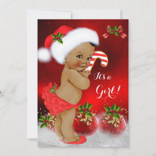 Süße rote weiße Weihnachten Baby Shower Mädchen Et Einladung