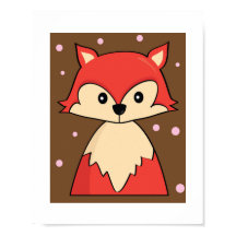Süße Rotfuchs-Illustration | Waldposter-Druck