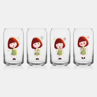 Süße Rothaarige Mädchen Glas Set