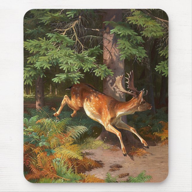 Süße Rothirsche im Wald Mousepad (Vorne)