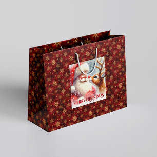 Süße Rudolph- und Santa-Kinder-Weihnachtsgeschenkt Große Geschenktüte