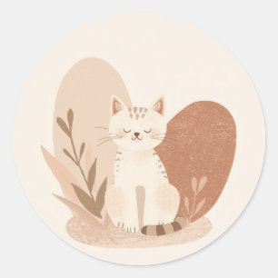 Süße runde Katzenaufkleber – Adorable Kawaii Kitty Runder Aufkleber