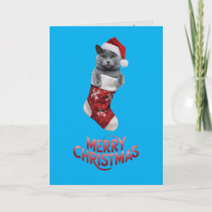 Süße Russische Blaue Katze Weihnachten Karte