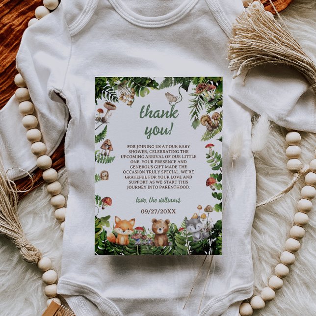 Süße rustikale Tiere Grün Babyparty Danke (Von Creator hochgeladen)