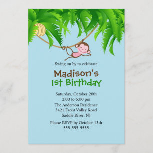 Süße Safari-Affe zum Geburtstag Einladung