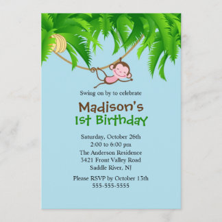 Süße Safari-Affe zum Geburtstag Einladung