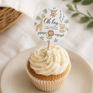Süße Safari-Dschungel-Cupcake-Topper-Baby-Party Runder Aufkleber