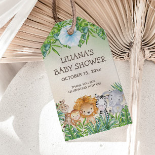 Süße Safari-Dschungeltiere Jungen-Baby-Party Geschenkanhänger