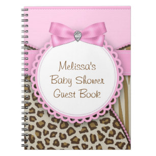 Süße Safari-Rosa- und Braune Babyparty-Gästebuch Notizblock