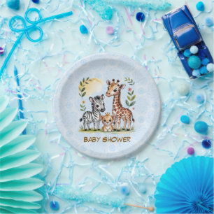 Süße Safari-Tier-Trio-Jungen-Baby-Party Pappteller
