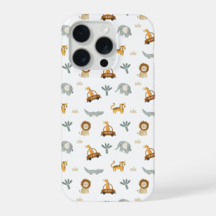 Süße Safari-Tiere Dschungel-Muster Handyhülle iPhone 15 Pro Hülle
