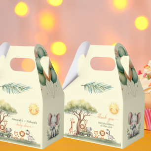 Süße Safari-Tiere geschlechtsneutrale Babyparty Geschenkschachtel