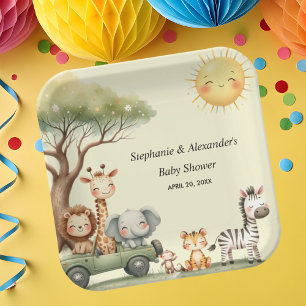 Süße Safari-Tiere geschlechtsneutrale Babyparty Pappteller