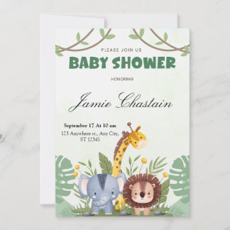 Süße Safari-Tiere Individuelle Babyparty-Einladung Einladung