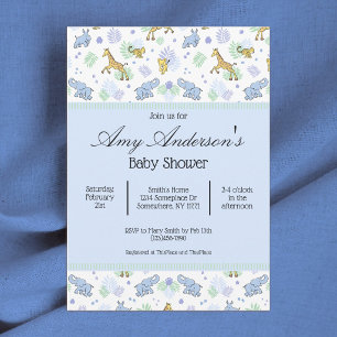 Süße Safari-Tiere Muster Baby Shower Einladung