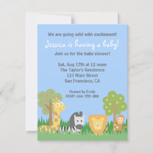 Süße Safari-Tiere Thema Baby Shower Party Einladung