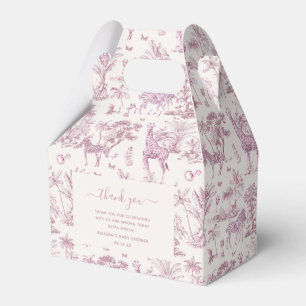 Süße Safari Toile de Jouy Rosa Babyparty-Mitgebs Geschenkschachtel