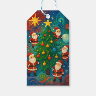 Süße Santa Claus Weihnachtsbaum Illustration Geschenkanhänger