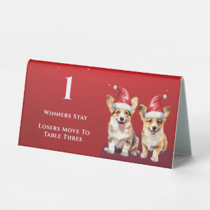 Süße Santa Corgis Tisch Eins Bunco Tischkarte Tischaufsteller