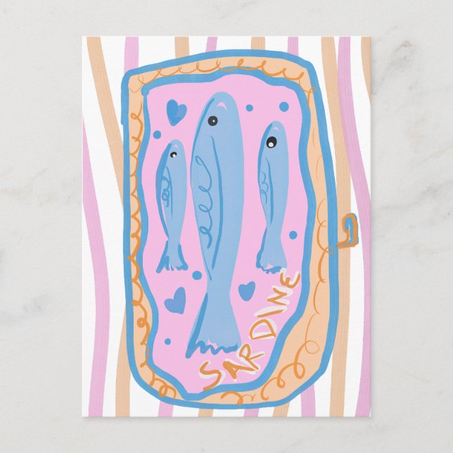 Süße Sardinen-Kunst Postkarte (Vorderseite)